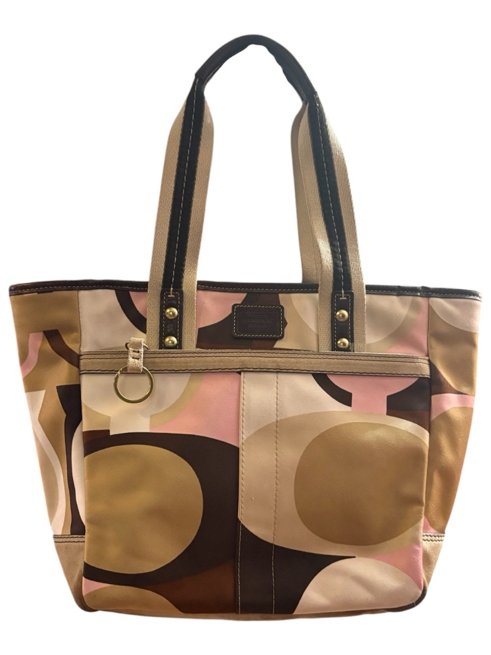 COACH Vintage G05M-8F33 Hamptons Weekend Optic Scarf Pink Tan Shoulder Bag